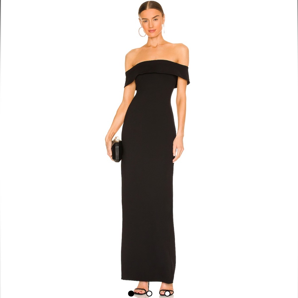 LOVERS + FRIENDS Black Off-Shoulder Galleria Gown
